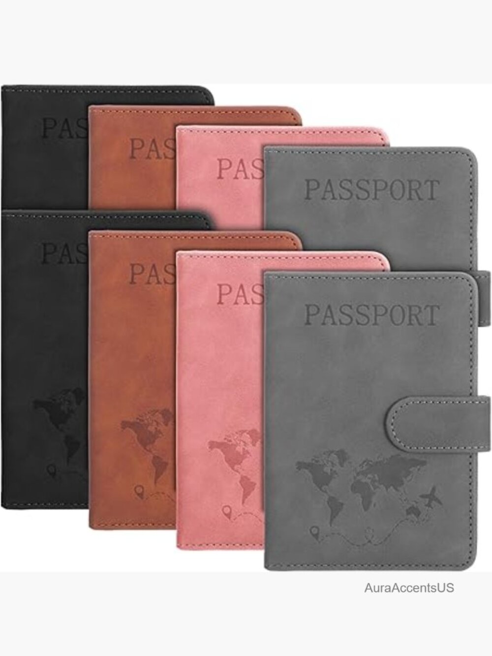 8 Pack RFID Passport Holder Wallet with Pen Holder Travel Accessories